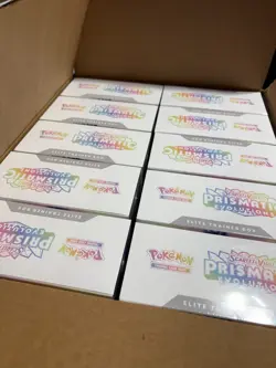 Pokemon TCG Prismatic Evolutions Case of 10x Sealed Elite Trainer Box ETB - Image 1