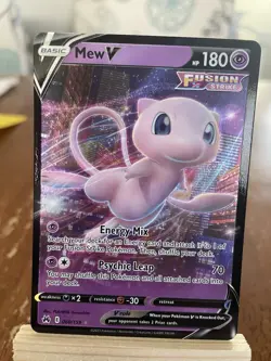 Pokemon Mew V 060/159 Fusion Strike Regular Basic 180 HP Psychic Leap Card - Image 1