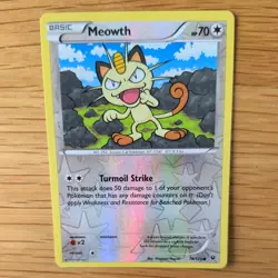 MEOWTH 74/124 POKEMON CARD (FATES COLLIDE SET) REVERSE HOLO - Image 1