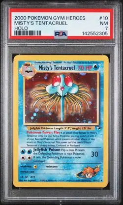 PSA 7 NM Misty's Tentacruel #10 Holo Rare 2000 Gym Heroes Unlimited Pokemon Card - Image 1