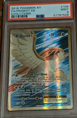 PSA 9 Pokemon Pidgeot EX 104/108 Full Art Ultra Rare Holo Evolutions - Image 1
