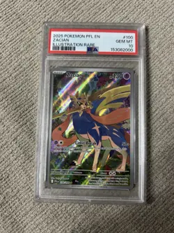 Pokemon TCG PSA 10 Phantasmal Flames Zacian 100/094 Illustration Rare - Image 1