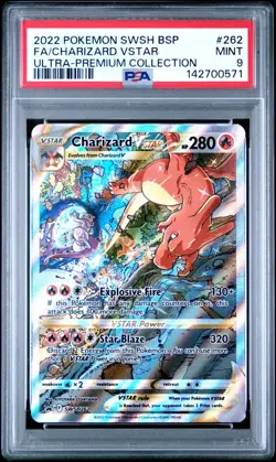 2022 POKEMON SWSH BLACK STAR PROMO #262 FULL ART/CHARIZARD VSTAR PSA 9 - Image 1