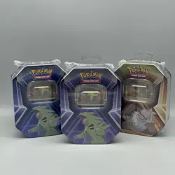 3 x Triple Whammy Collector Sealed Tins Complete Tin Set Pokemon TCG New - Image 1