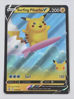 Surfing Pikachu V 008/025 Pokemon TCG: Celebrations 25th Anniversary Ultra Rare - Image 1