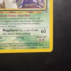 Pokemon Vintage Holo Heracross 6/111 Neo Genesis Wotc 2000 - Image 4