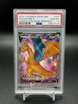 2020 Pokemon Champions Path ETB Promo Charizard V SWSH050 PSA Gem Mint 10 - Image 1