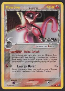 Pokemon Mewtwo 12/113 Reverse Holo EX Delta Species - Image 1