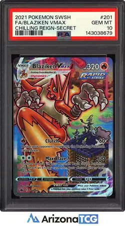 Pokemon 2021 Blaziken VMAX 201/198 Alt Art Chilling Reign GEM MINT PSA 10 - Image 1