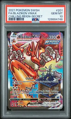 Pokemon 2021 Blaziken VMAX 201/198 Full Art SR Chilling Reign GEM MINT PSA 10 - Image 3