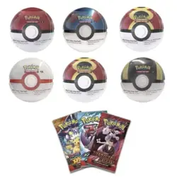 6 x Pokemon TCG Pokeball Tins - 18 Booster Packs Factory Sealed Costco - Image 1
