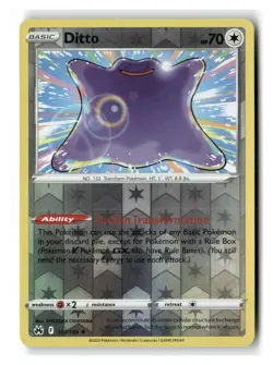 Ditto 107/159 Holo Rare Crown Zenith Pokemon Reverse Holo Near Mint - Image 1