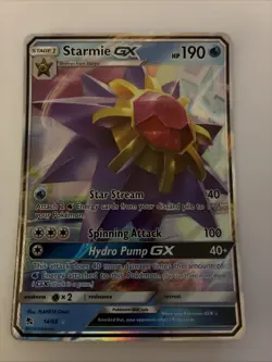 Pokemon TCG Starmie GX 14/68 Holo Ultra Rare Half Art Hidden Fates - Image 1