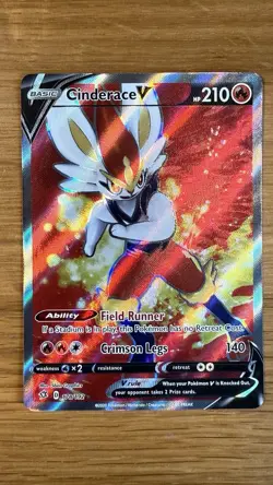 Cinderace V Full Art 178/192 Ultra Rare Rebel Clash Pokemon Card TCG - Image 1