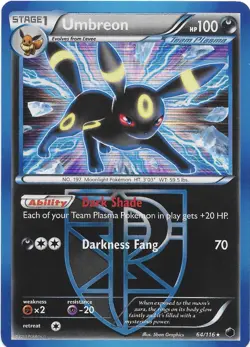 Umbreon Plasma Freeze Rare Regular 64/116 Stage 1 100 HP Ability Pokemon - Image 1