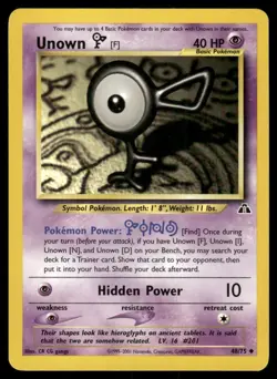 Pokemon Tcg Unown F #48 Pokemon Neo Discovery LP - Image 1