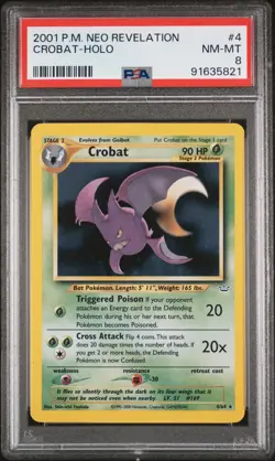2001 Pokemon Neo Revelation Crobat Holo PSA 8 - Image 1