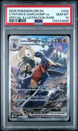 Cynthia's Garchomp ex 232/182 PSA 10 Pokemon 2025 SIR Destined Rivals SV10 - Image 1
