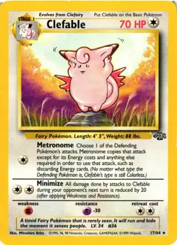 Pokemon TCG Clefable 17/64 Jungle Regular Rare LP/MP - Image 1