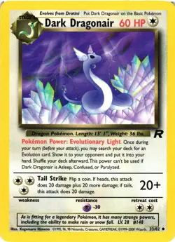 Pokemon TCG Dark Dragonair 33/42 Uncommon Team Rocket Unlimited LP - Image 1