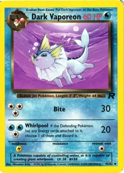 Pokemon TCG Dark Vaporeon Uncommon Team Rocket 45/82 Unlimited MP - Image 1