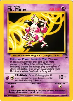 Pokemon TCG Mr. Mime 27/130 Base Set 2 Rare MP - Image 1