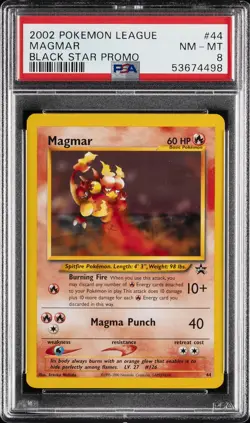 2002 POKEMON LEAGUE PROMO BLACK STAR #44 MAGMAR PSA 8 - Image 1