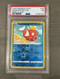 2020 pokemon magikarp rever foil rebel clash psa nm 7 - Image 1