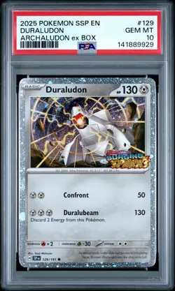 2025 POKEMON SSP EN-SURGING SPARKS ARCHALUDON EX BOX #129 DURALUDON PSA 10 - Image 1
