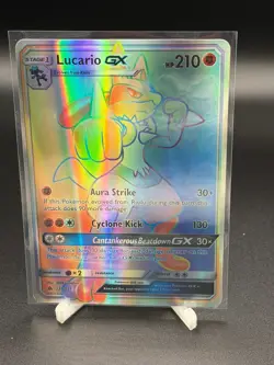 Pokemon Lucario GX 135/131 Ultra Rare Full Art Holo SM Forbidden Light Card - Image 1