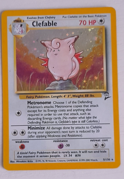 Pokemon TCG Clefable Holo Unlimited Rare Card Base Set 5/130 - Image 2