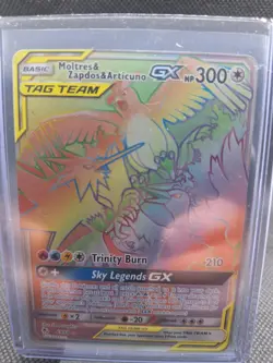 Pokemon TCG Moltres Zapdos Articuno GX Secret Rare Card 69/68 Hidden Fates - Image 1
