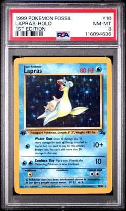 Lapras-Holo 1st Edition Pokemon Fossil 10 NM PSA NM-MT 8-4636 - Image 1
