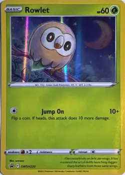 Rowlet SWSH220 Promo Sword & Shield Promo Pokemon Holo Near Mint - Image 1