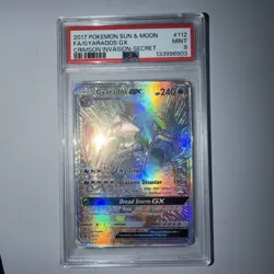 2017 POKEMON SUN & MOON CRIMSON INVASION SECRET #112 FULL ART/GYARADOS GX PSA 9 - Image 1
