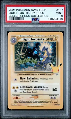 2021 POKEMON SWSH BLACK STAR PROMO CELEBRATIONS COLL LIGHT TOXTRICITY-HOLO PSA 9 - Image 1