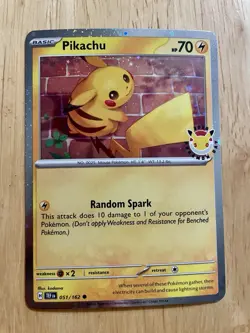 Beautiful SWIRL! - Pikachu 2026 Pokemon Day Stamp 051 Temporal Forces Cosmo Holo - Image 1