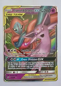 Espeon & Deoxys GX 72/236 Unified Minds Ultra Rare NM Pokemon TCG - Image 1