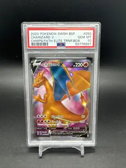 2020 Pokemon Champions Path ETB Promo Charizard V SWSH050 PSA Gem Mint 10 - Image 1