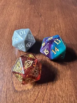 MTG Bundle Oversized D20 Dice SET of 3 NEW Assorted Types - Image 1