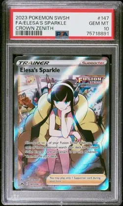 2023 POKEMON SWORD AND SHIELD CROWN ZENITH #147 ELESA'S SPARKLE FULL ART PSA 10 - Image 1
