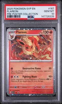 PSA 10 - POKEMON FLAREON 167 SVP EN-SV 2025 BLACK STAR PROMO POSTER COLLECTION - Image 1