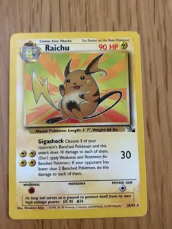 Pokemon Card Raichu (29) Unlimited LP Fossil Rare 29/62 - Image 1