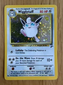 Pokemon Card Wigglytuff 19/130 Holo Rare Base Set 2 WOTC Swirl Light Play - Image 1