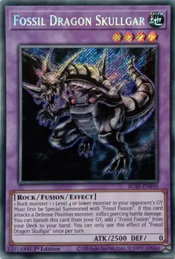 BLAR-EN010 FOSSIL DRAGON SKULLGAR SECRET RARE 1ST EDITION YuGiOh CARD - Image 1