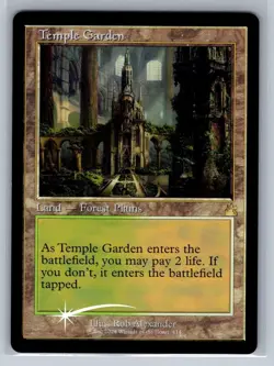 MTG Ravnica Remastered Retro Frame Foil #414 Temple Garden Rare Land - Image 1
