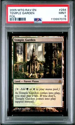FOIL 2005 Magic Gathering TEMPLE GARDEN #284 Ravnica City of Guilds PSA 9 - Image 1