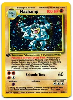 Machamp 8/102 1st Edition - 🌊 Deck Exclusives Holo Rare Pokemon TCG 🖤 - MP - Image 1