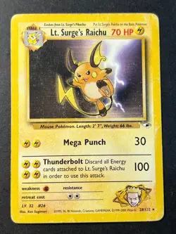 Lt. Surge's Raichu 28/132 - Gym Heroes - Rare Pokemon Card - Image 1