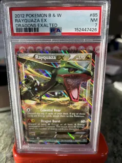 2012 POKEMON B&W DRAGONS EXALTED #85 RAYQUAZA EX PSA 7 - Image 1